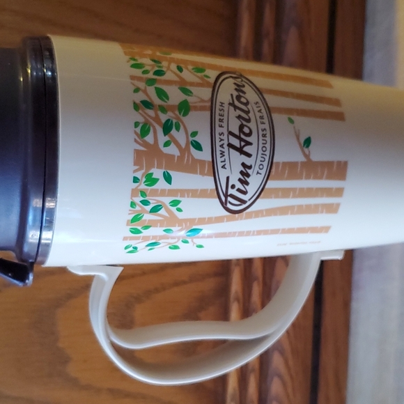 Tim Hortons 16 oz Thermo-Serve Plastic Travel Tumbler - Trees Design - 2012 - Picture 3 of 9